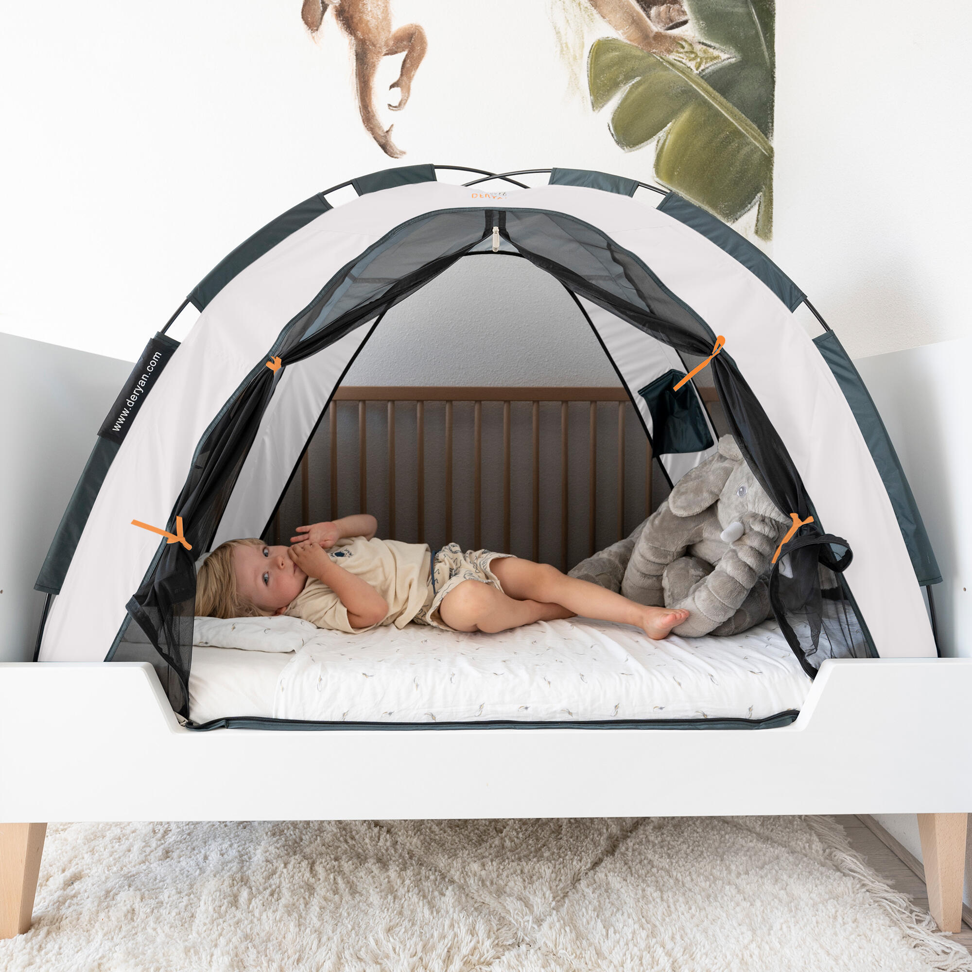 Tienda de cama con mosquitera - 200x90 cm - Malla de 1 mm - Crema 4/8