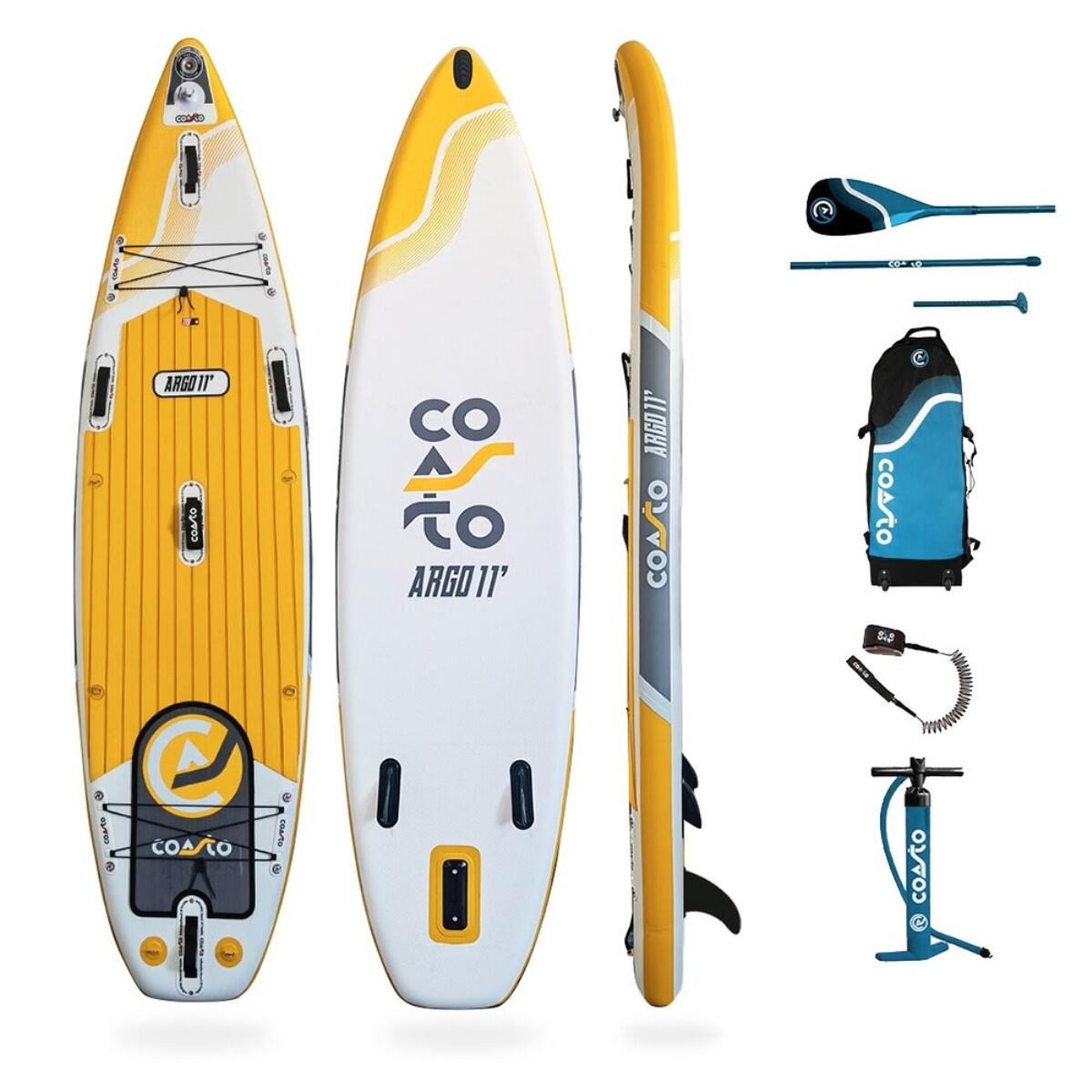 Coasto - Stand Up Paddle Gonflable All-round Argo Dropstitch Tts 335x84x15cm 11'x33"x6" - Planche De Stand Up Paddle - Blanc|jaune - No Size - Decathlon