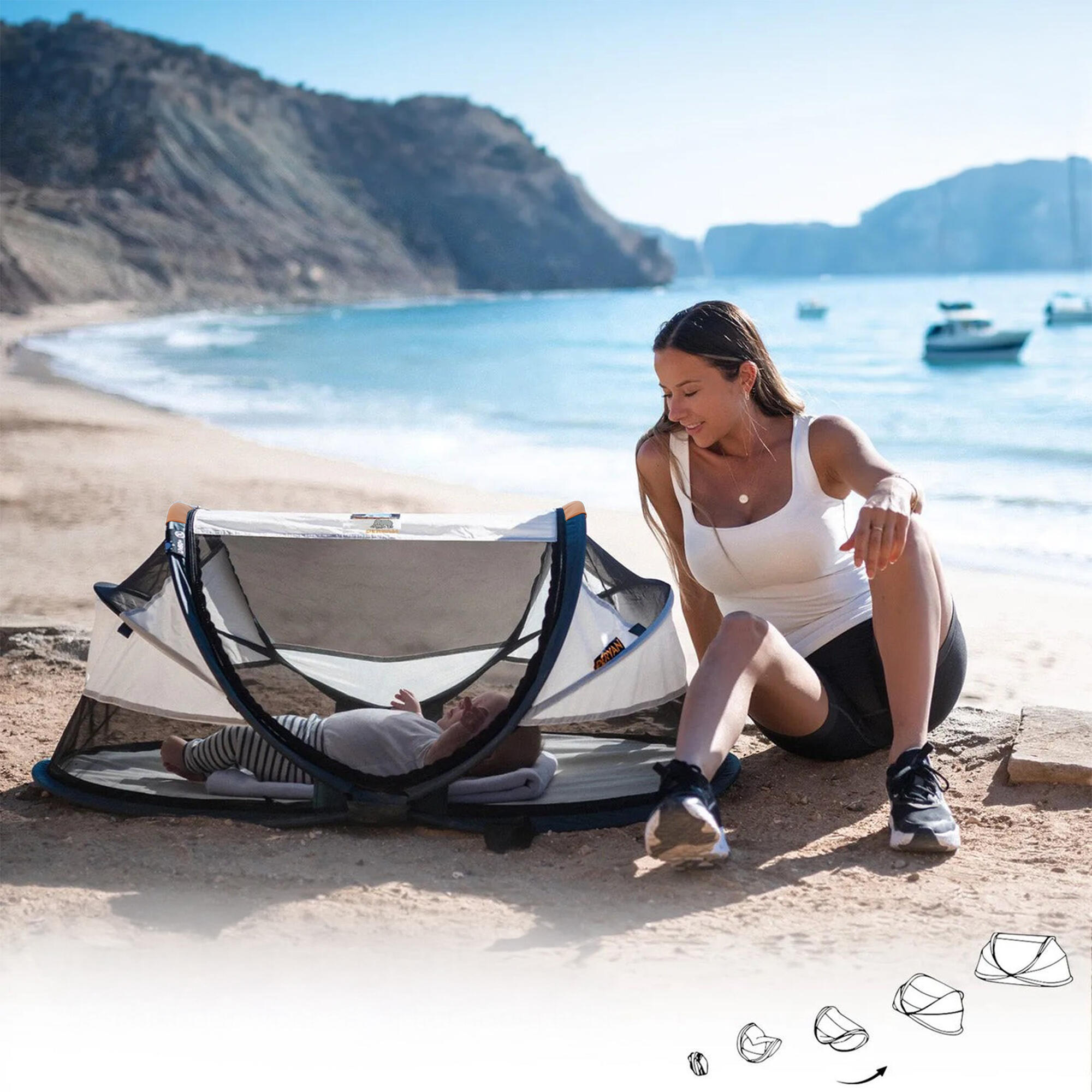 Lit de voyage Baby Luxe - Inclut un matelas autogonflant - Ivoire 7/8