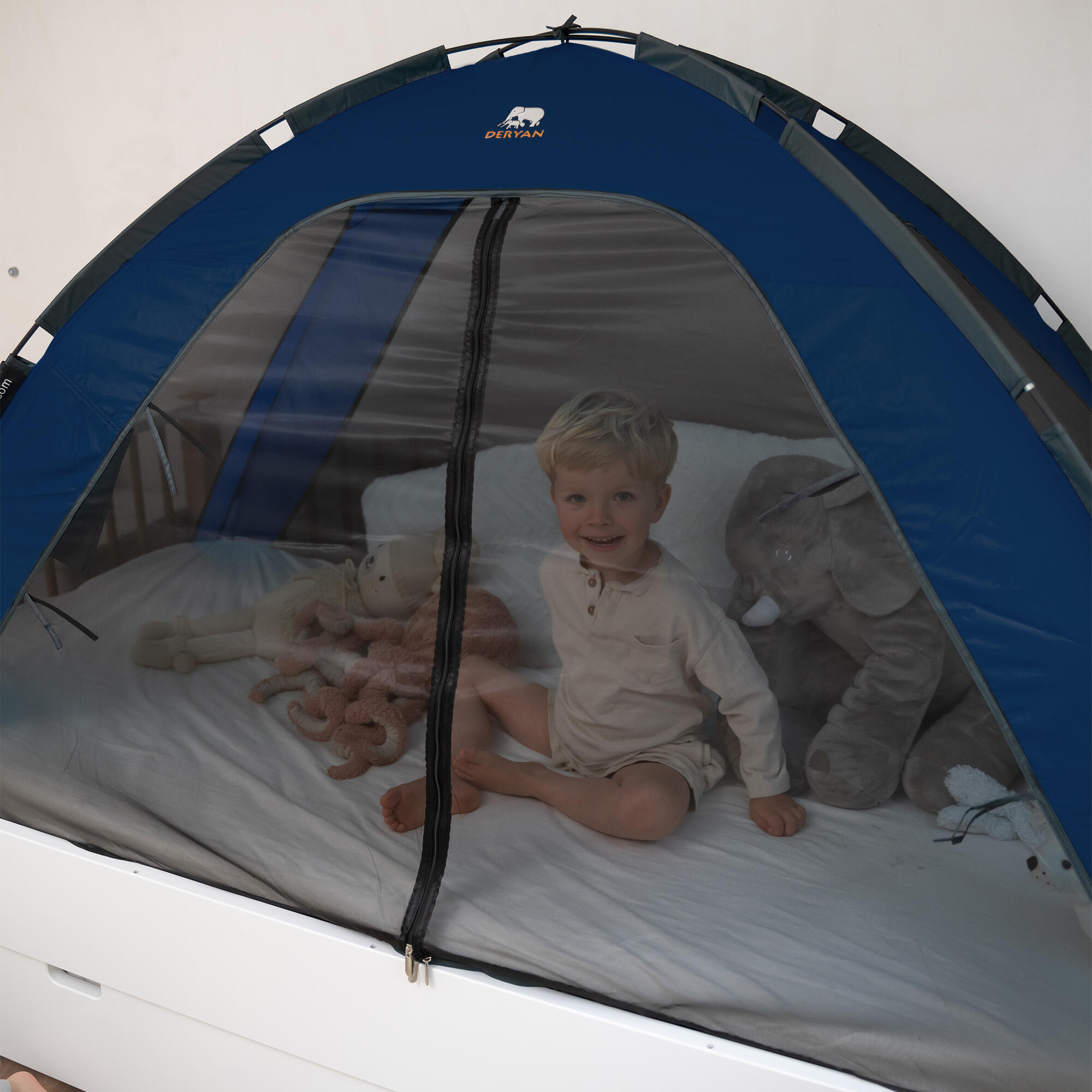 Tienda de cama con mosquitera - 200x90 cm - Malla de 1 mm - Azul marino 4/8