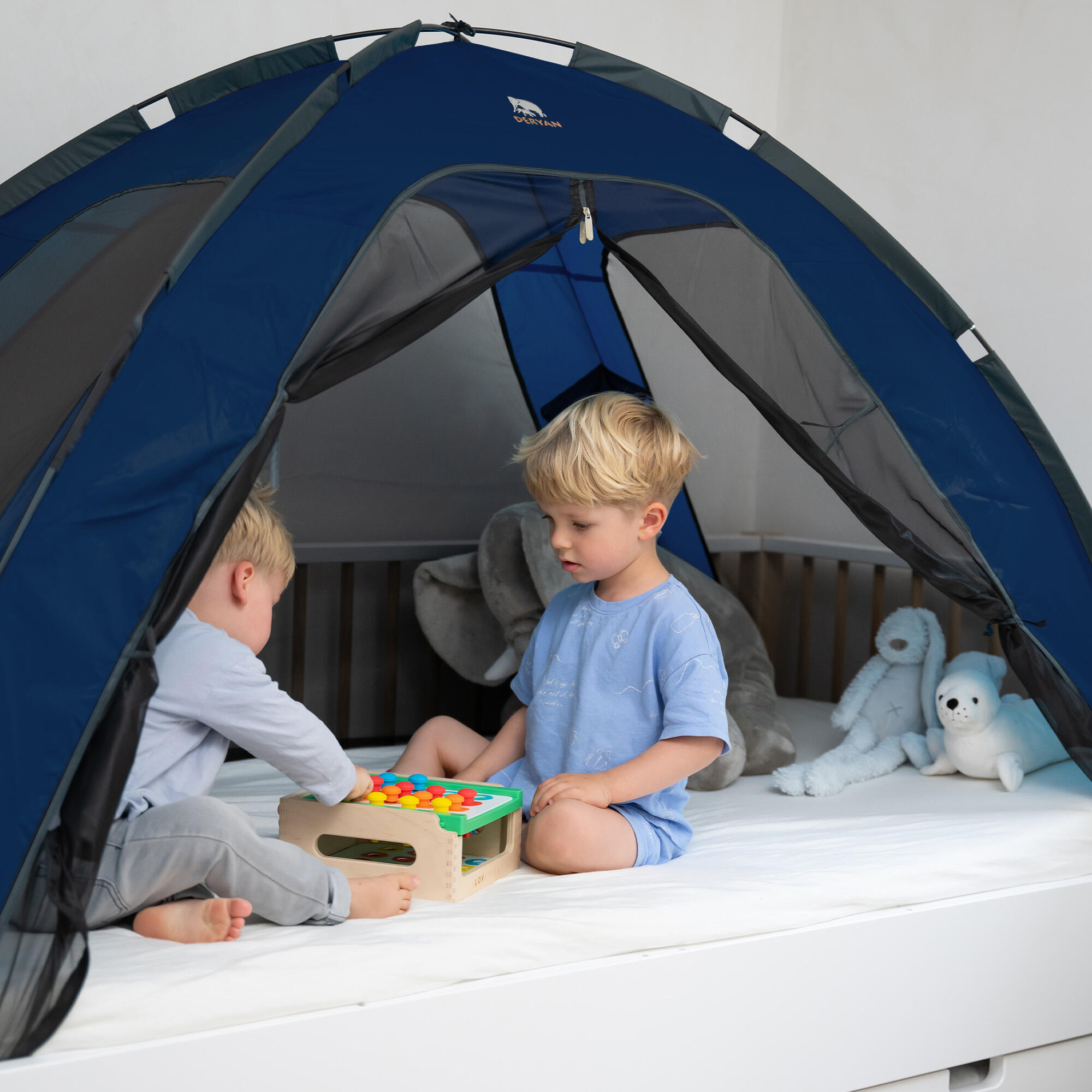 Tienda de cama con mosquitera - 200x90 cm - Malla de 1 mm - Azul marino 3/8