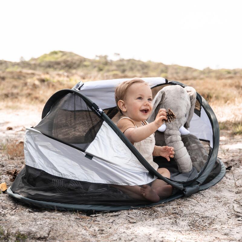 Pătuț Călătorie Multifuncțional Baby Luxe cu saltea autogonflabilă - Argintiu