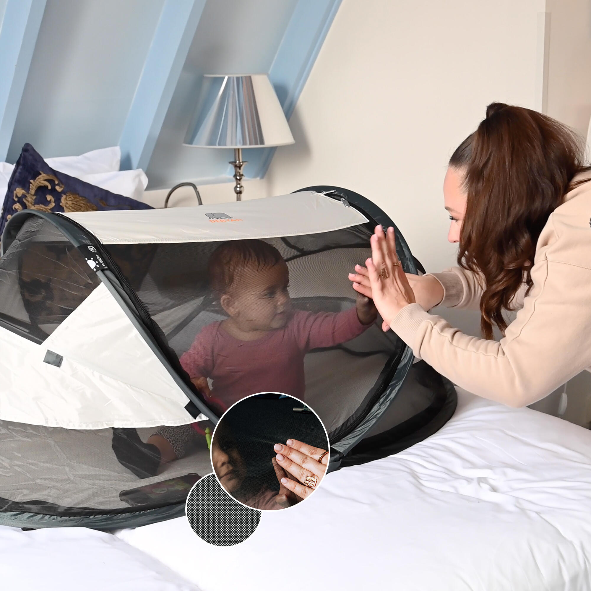 Baby Luxe Campingbett - Inklusive selbstaufblasender Matratze - Creme 7/8