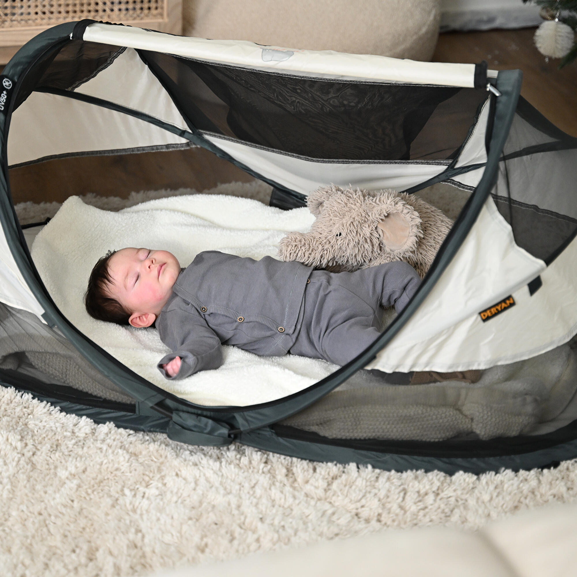 Baby Luxe Campingbett - Inklusive selbstaufblasender Matratze - Creme 6/8
