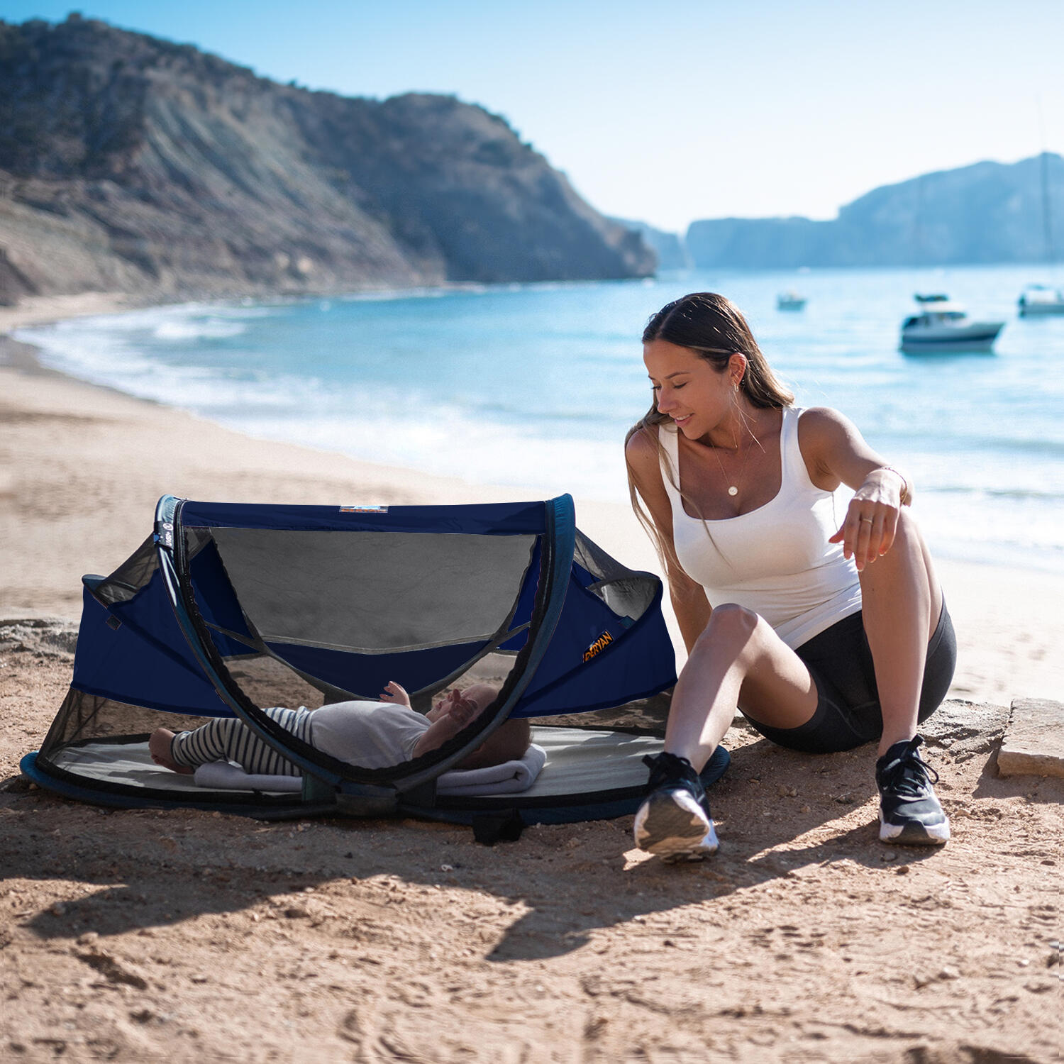 Deryan Baby Luxe Campingbedje – Inclusief zelfopblaasbare matras - Navy 7/7