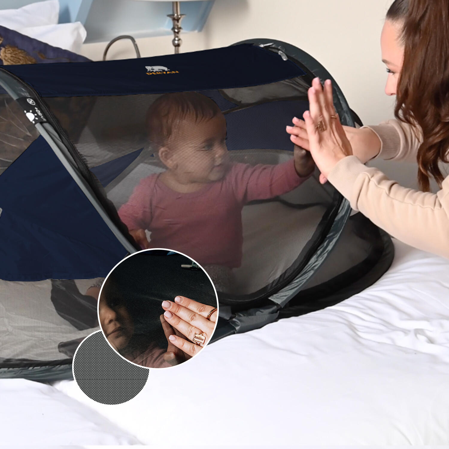 Deryan Baby Luxe Campingbedje – Inclusief zelfopblaasbare matras - Navy 5/7