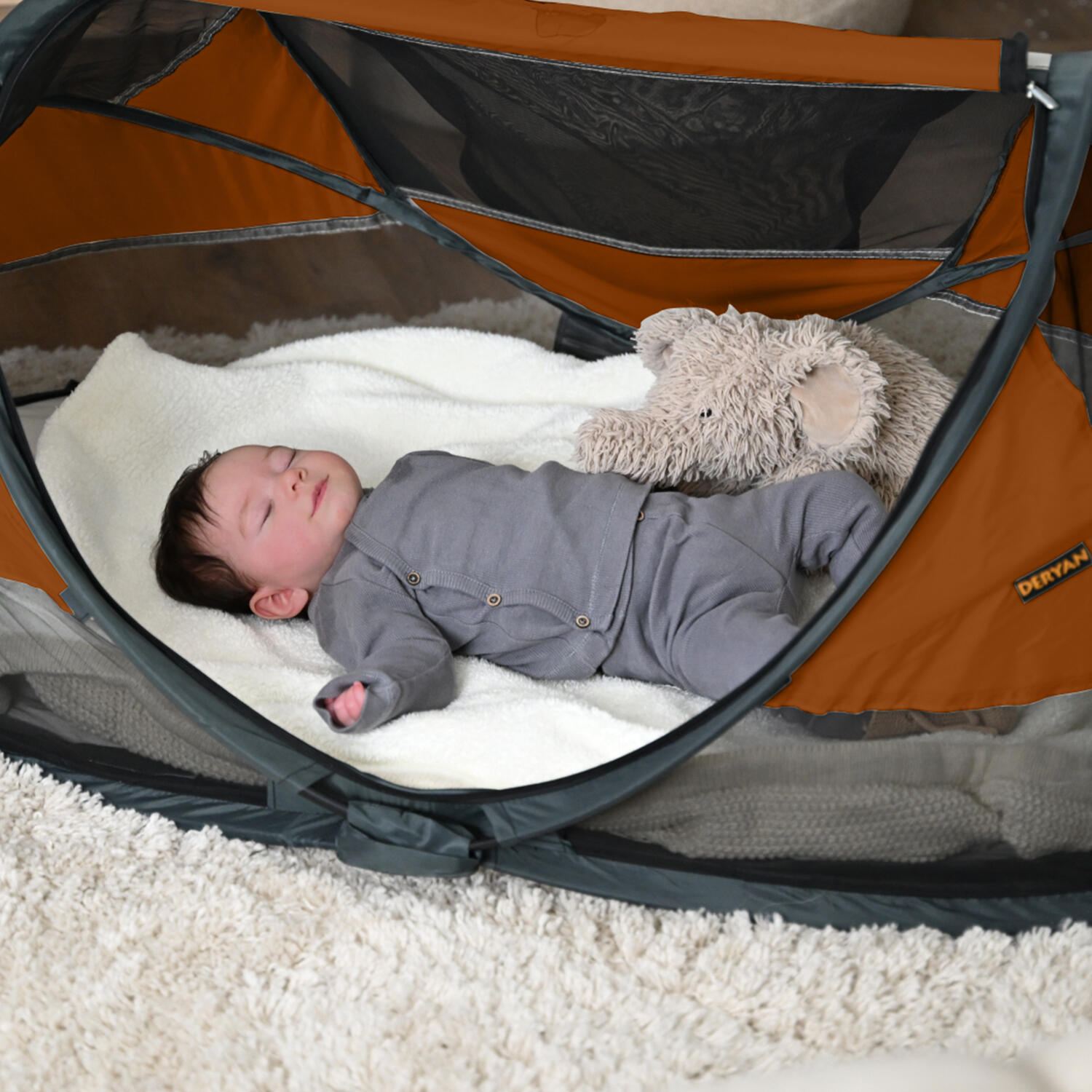Baby Luxe Campingbett - Inklusive selbstaufblasender Matratze - Karamell 6/7