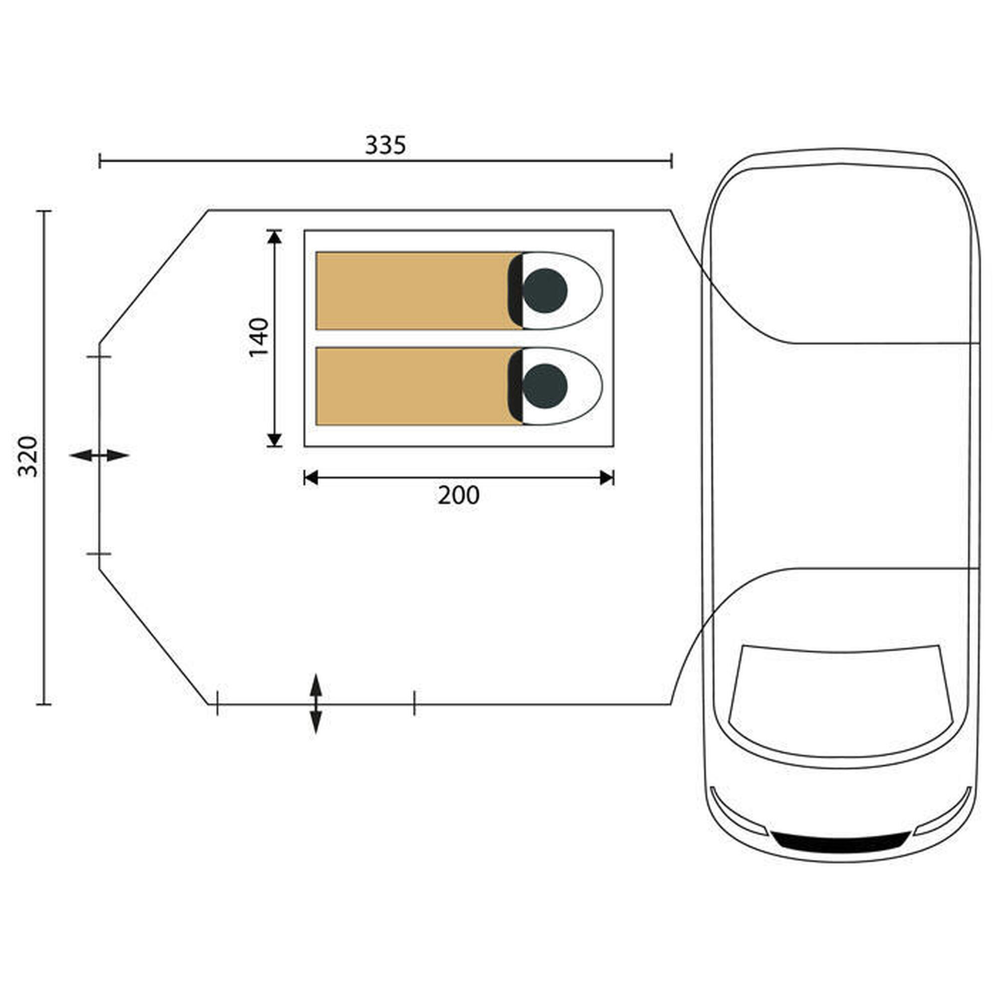 Auvent minibus van Camper Tramp 2 - 2 personnes - 370 x 320 cm - 1 cabine