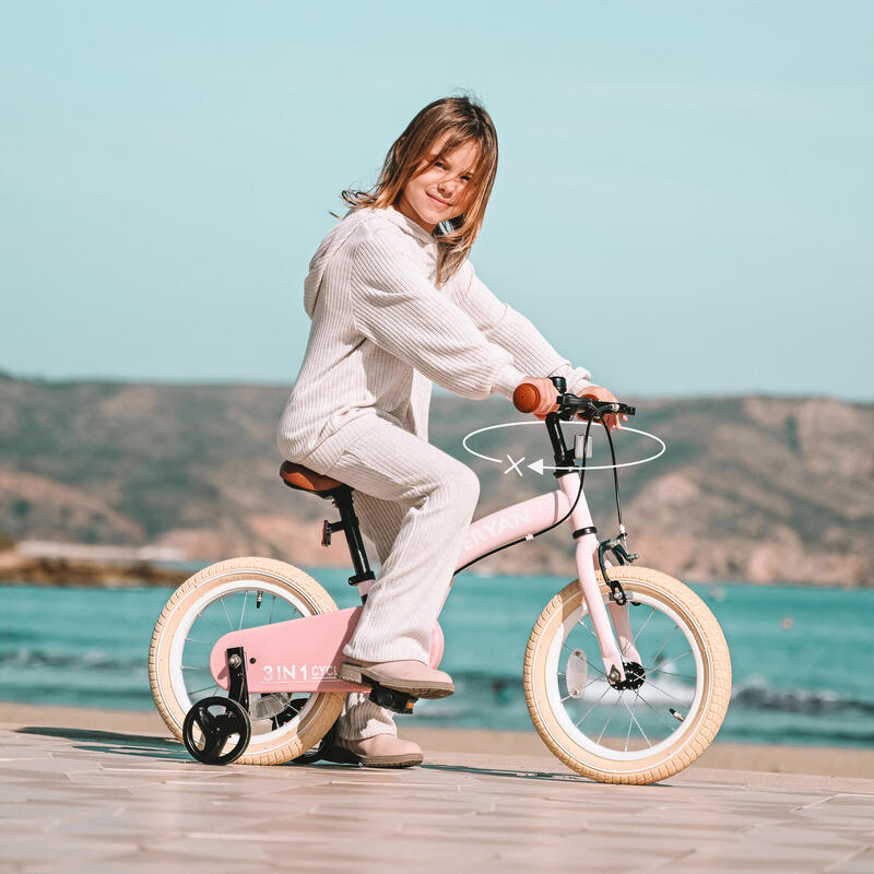 Deryan Vélo Enfant 3-en-1 - 14 Inch - Draisienne - Incl. roulettes