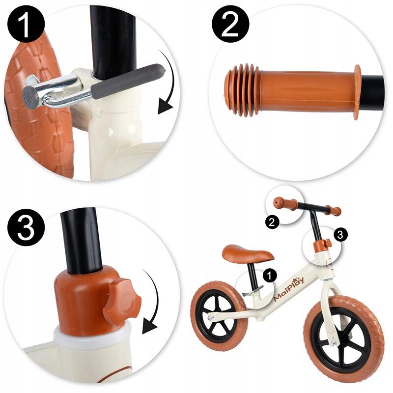 Bicicletta senza pedali color crema e marrone 4/4