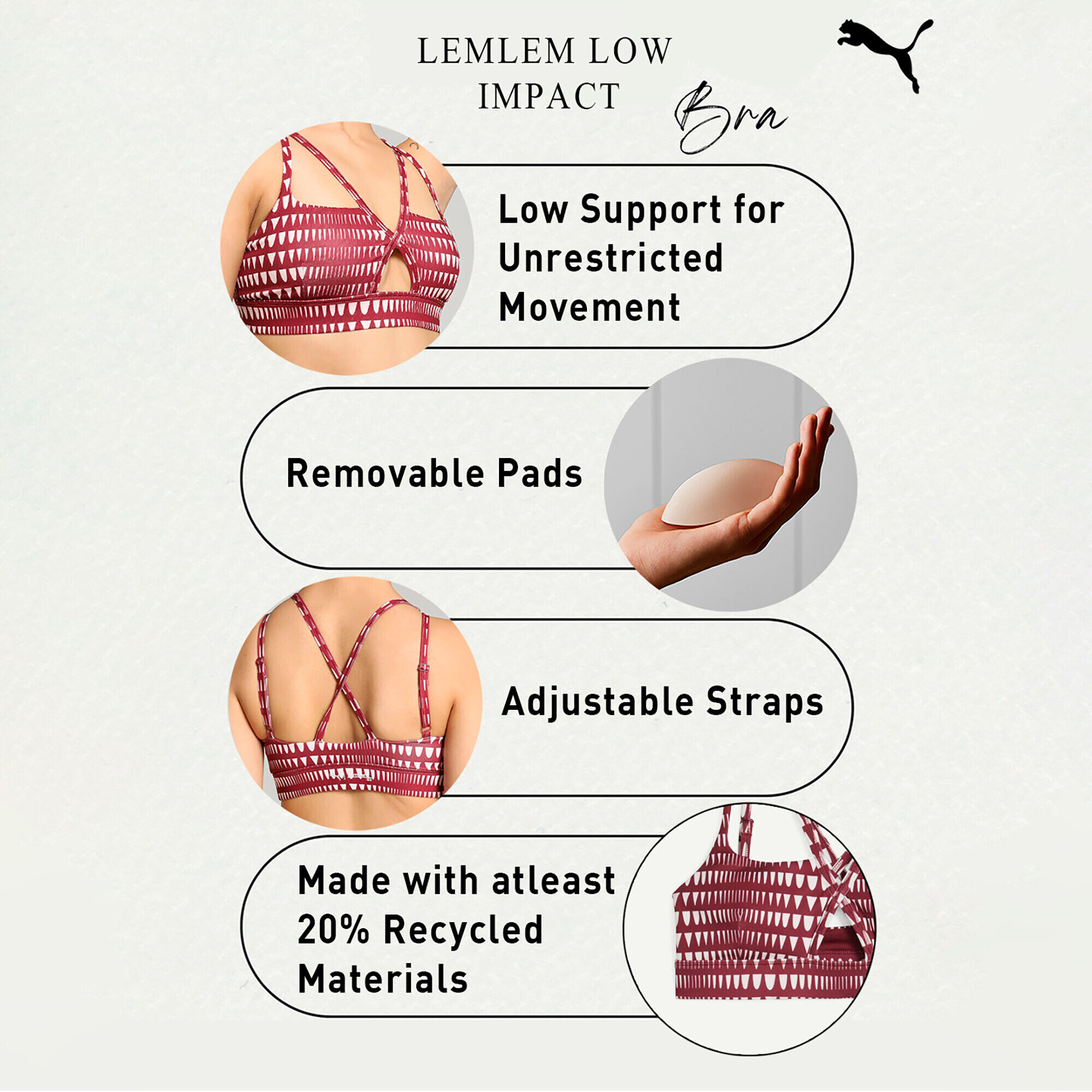Brassière femme Puma Lemlem Low Impact 3/7
