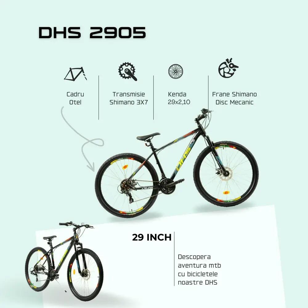 Mtb bike Dhs 2905 - 29 inch, M, Fekete-szürke 4/7