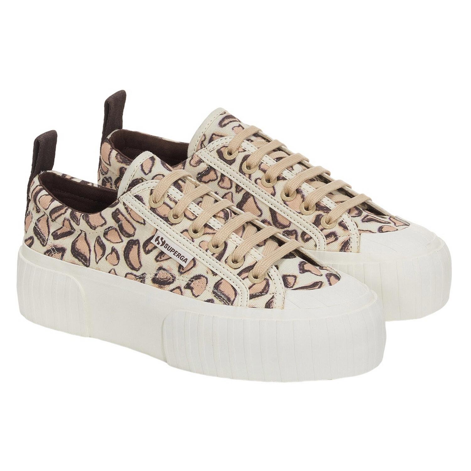 SUPERGA Womens/Ladies 2631 Giraffe Print Platform Trainers (Beige Cool)