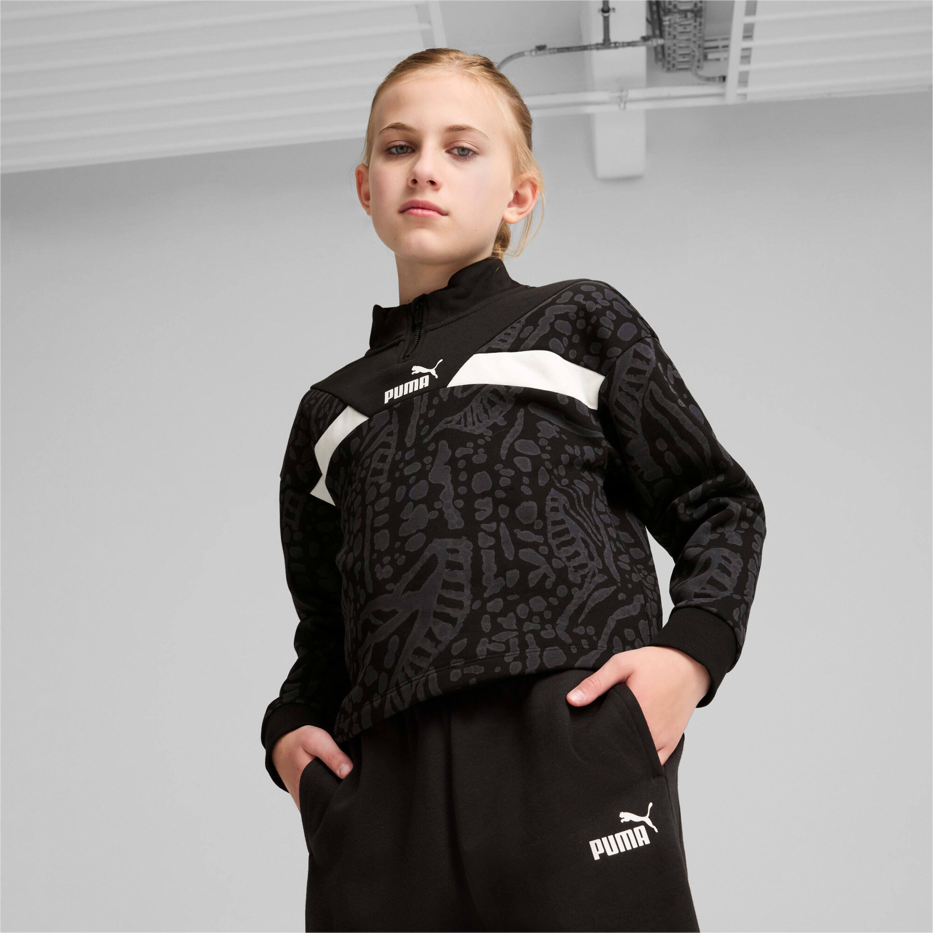 Felpa da bambina con cappuccio Puma Power Hypernatural AOP 2/5