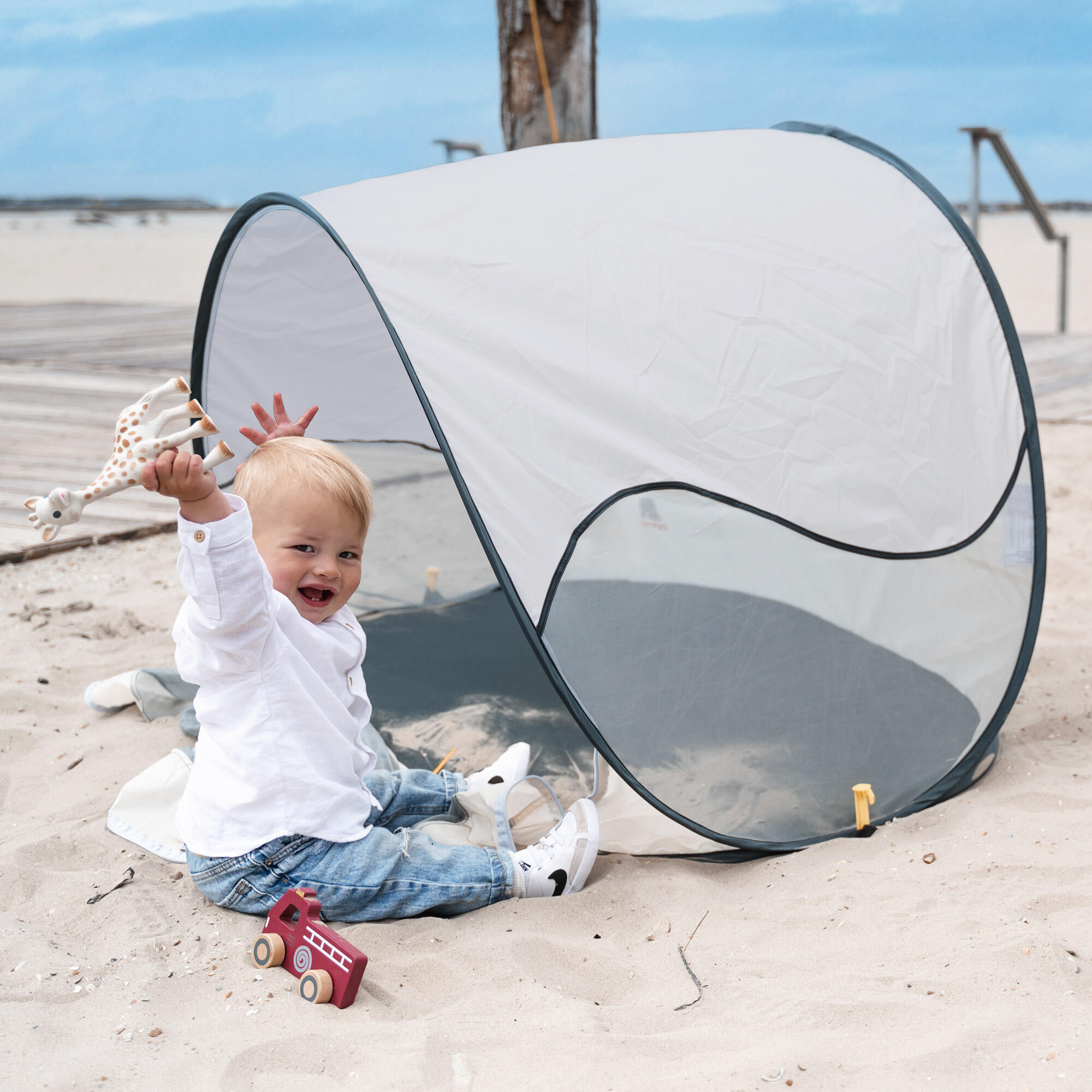 Luxus Pop Up Strandzelt - Silber 6/7