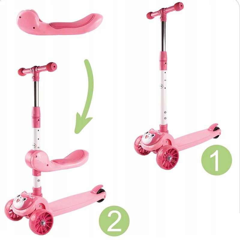 Monopattino a tre ruote rosa 3/4