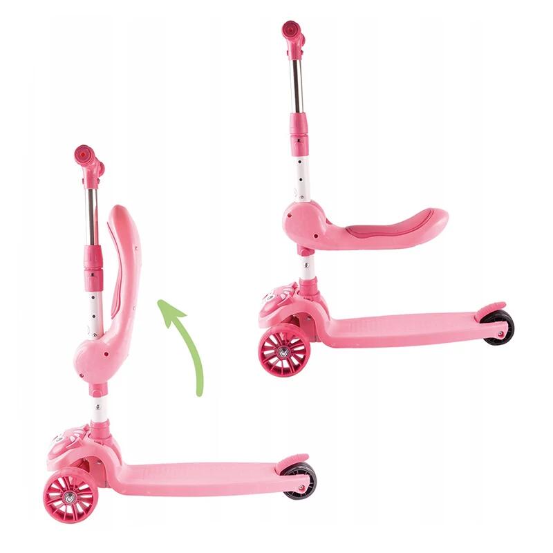 Monopattino a tre ruote rosa 2/4