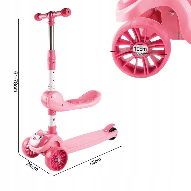 Monopattino a tre ruote rosa 4/4