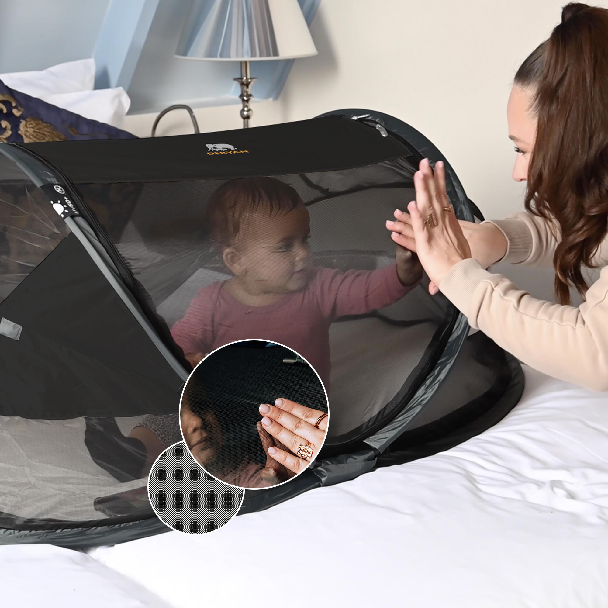 Lettino da compeggio Baby Luxe Compreso materasso Nero DERYAN