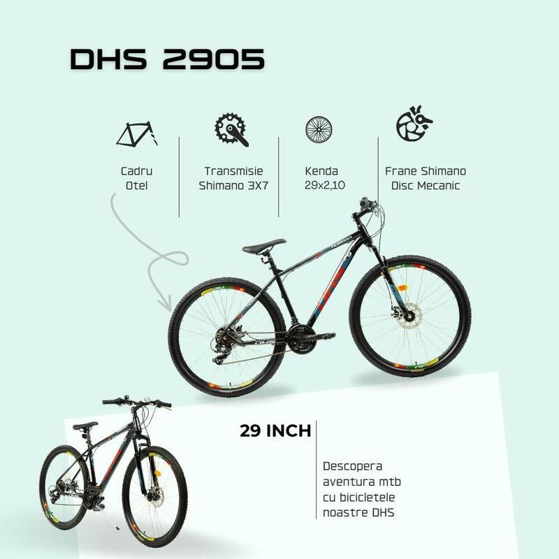 Bicicleta Mtb Dhs 2905 - 29 inch, M, Negru/Rosu