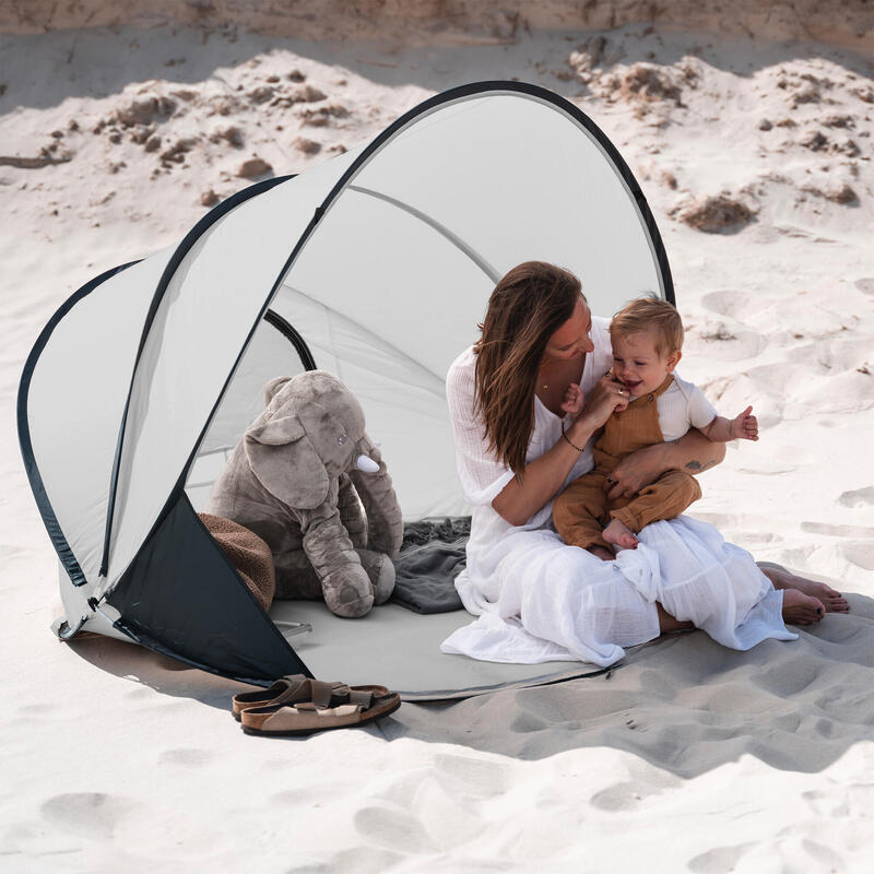 Cort de plajă Pop-Up XXL de Lux - Ușor - Protecție UV 50+ - Argintiu