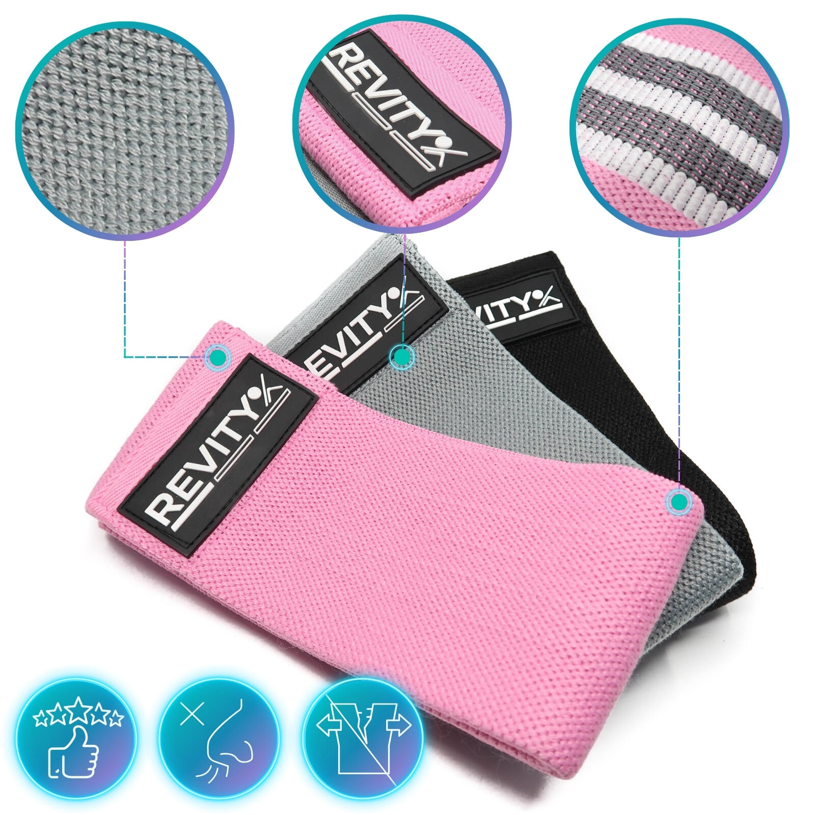 Weerstandsbanden voor bilspieren fitness Hip Bands x3 stoffen trainingsplan PDF 4/7