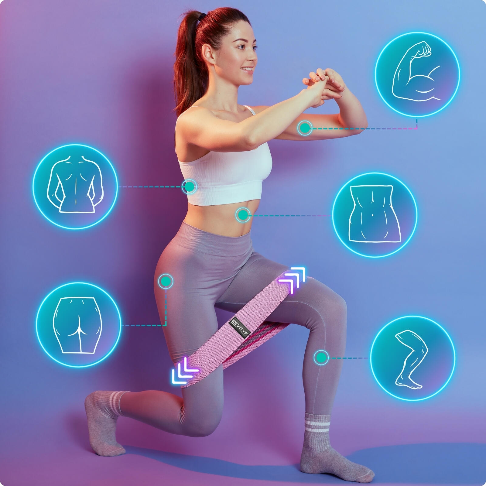 Weerstandsbanden voor bilspieren fitness Hip Bands x3 stoffen trainingsplan PDF 2/7