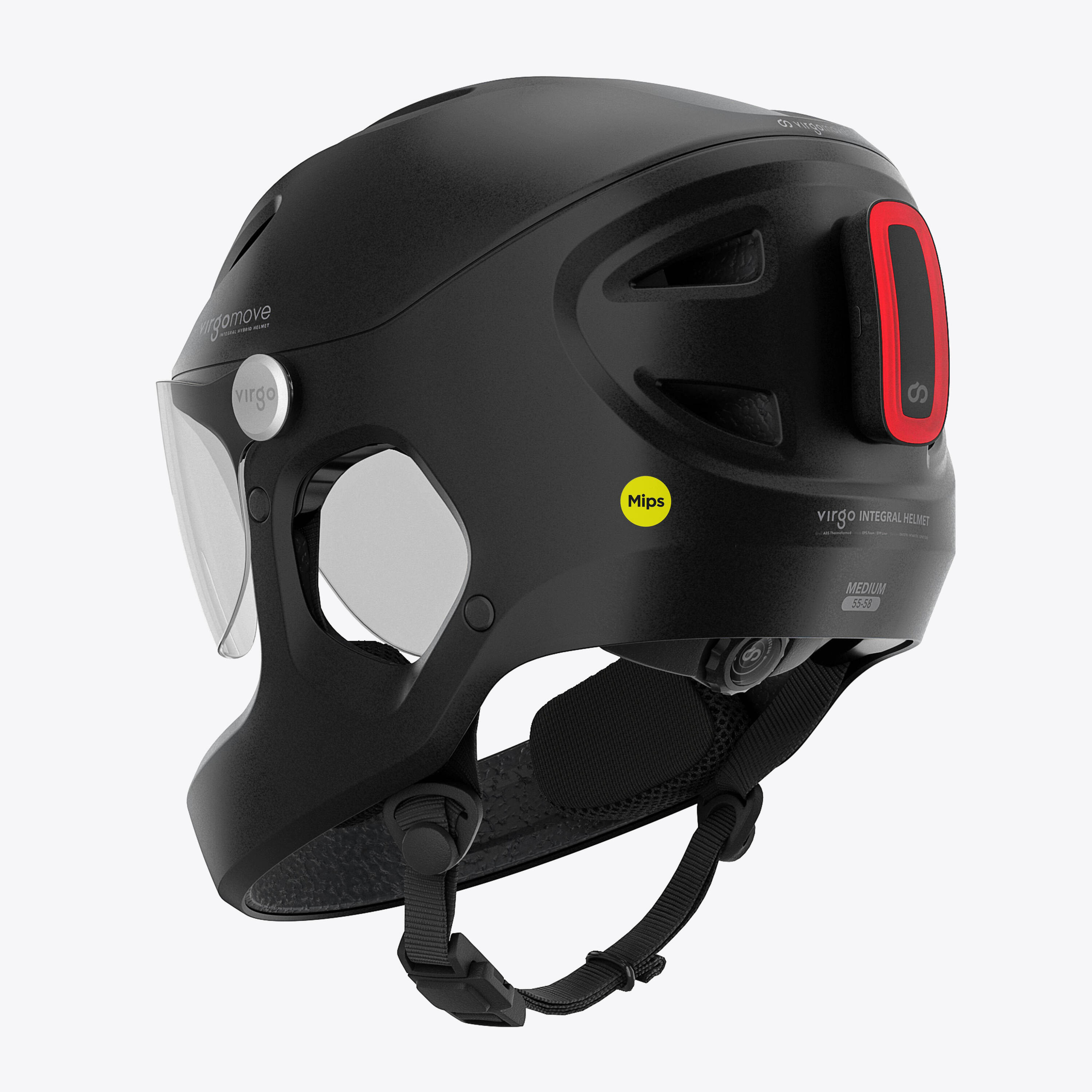 Virgo Integral Mips Zwart - Integrale Urban-helm met vizier en achterlicht 2/9