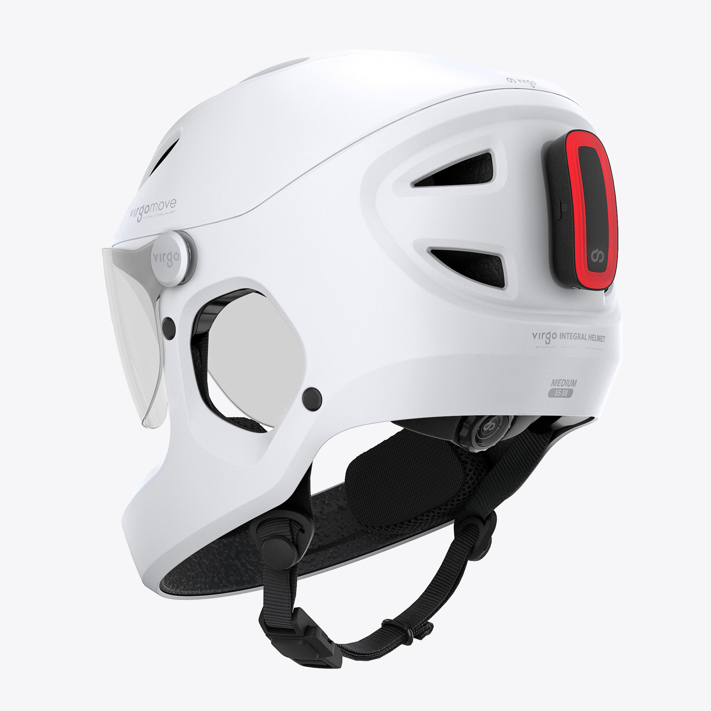 Virgo Integral Blanc - Casque Intégral Urbain avec visière et phare arrière 2/9