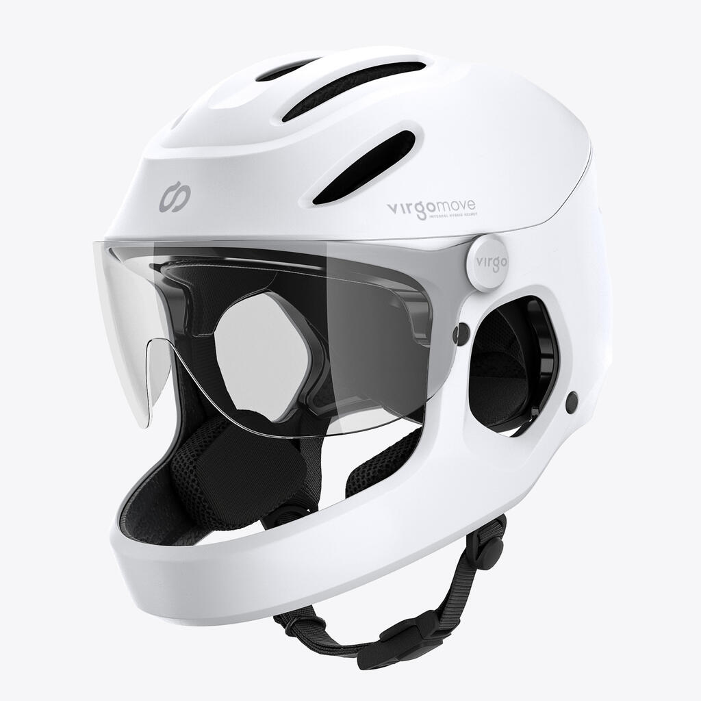 Urban Full-Face Helmet with Visor and Rear Light Virgo Integral White