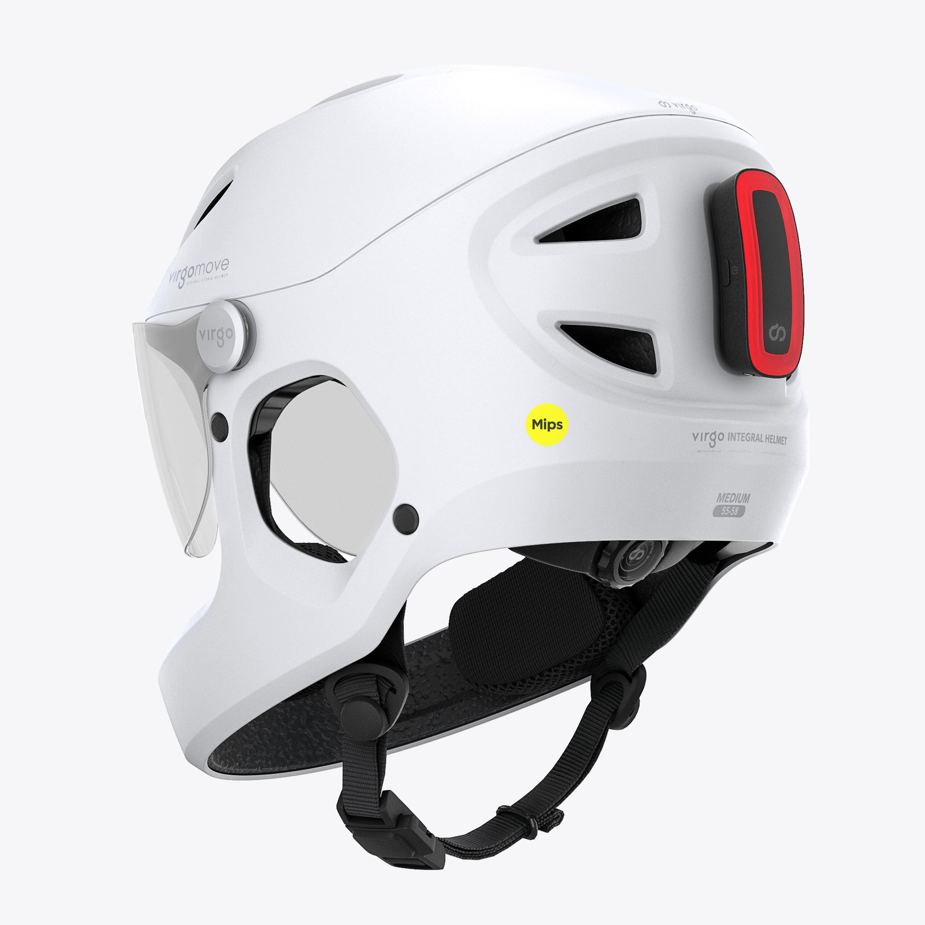 Virgo Integral Mips Wit - Integrale Urban-helm met vizier en achterlicht 2/9