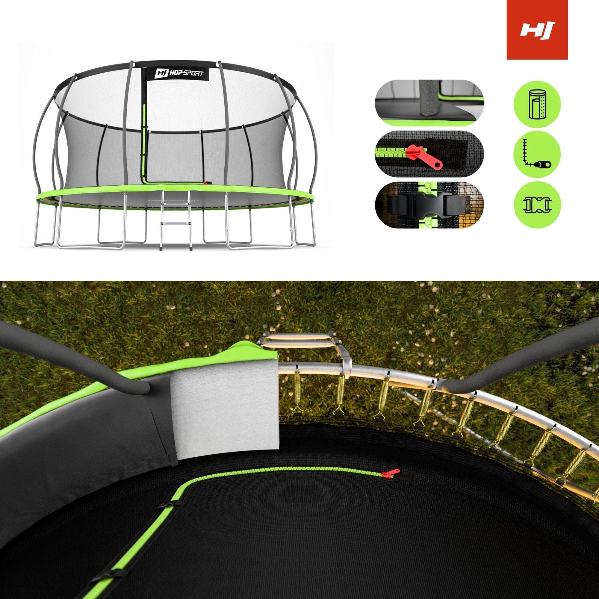 Trampolino da giardino 16ft (488cm) pumpkin - nero-verde con rete interna 3/7