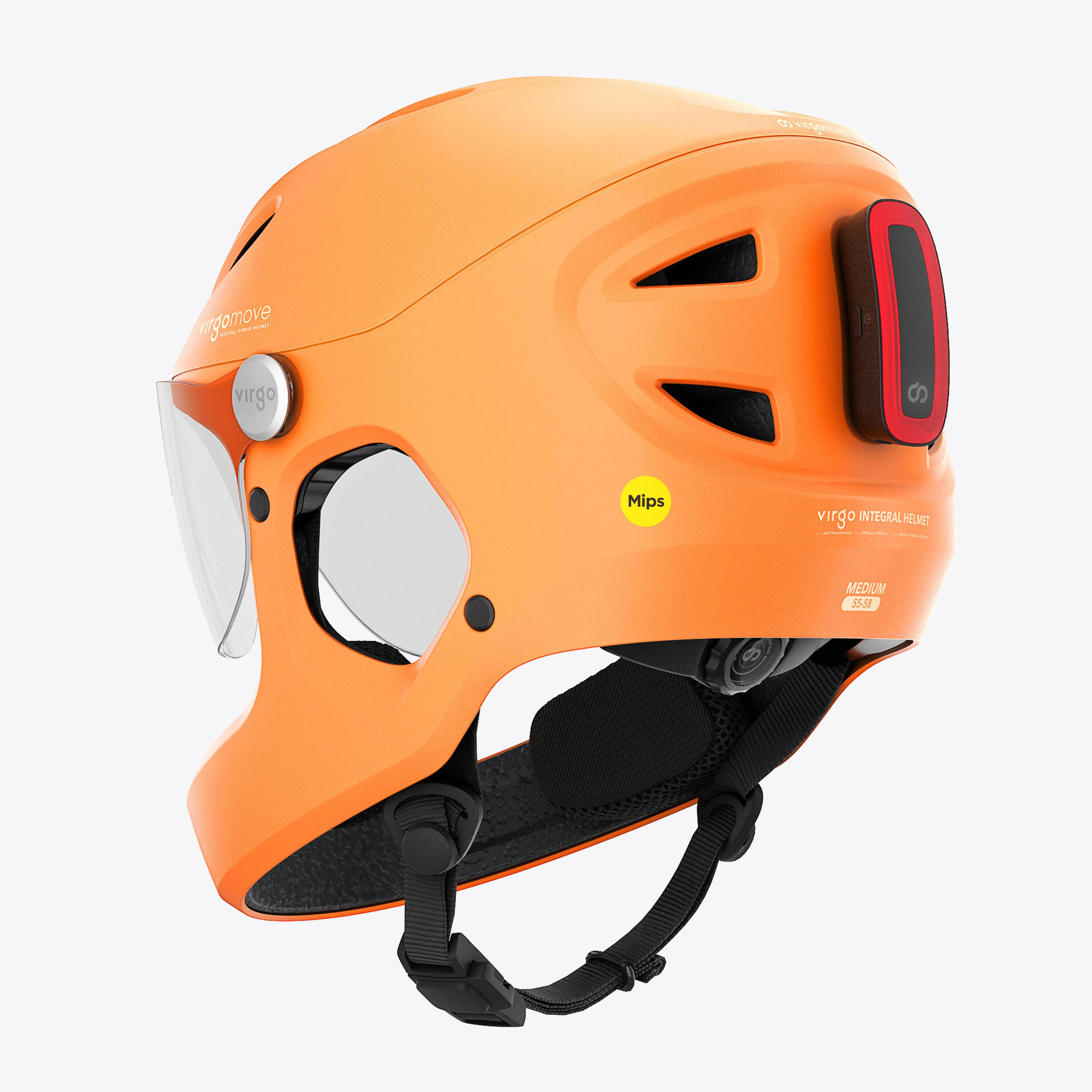 Virgo Integral Mips Oranje - Integrale Urban-helm met vizier en achterlicht 2/7