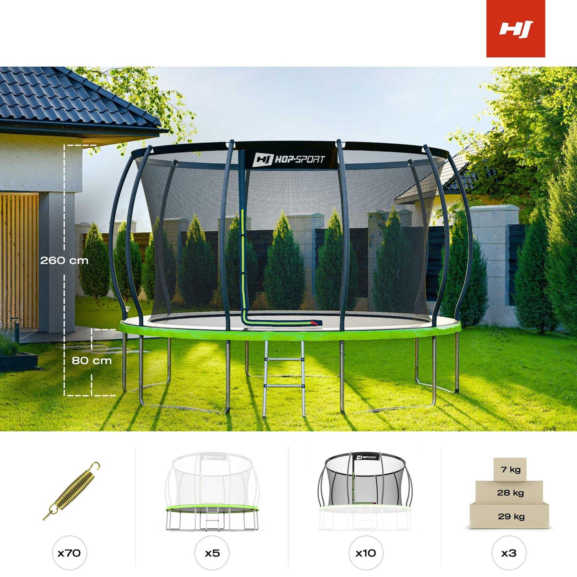 Trampolín de jardín 12ft (366cm) pumpkin - negro-verde con red interior 5/7