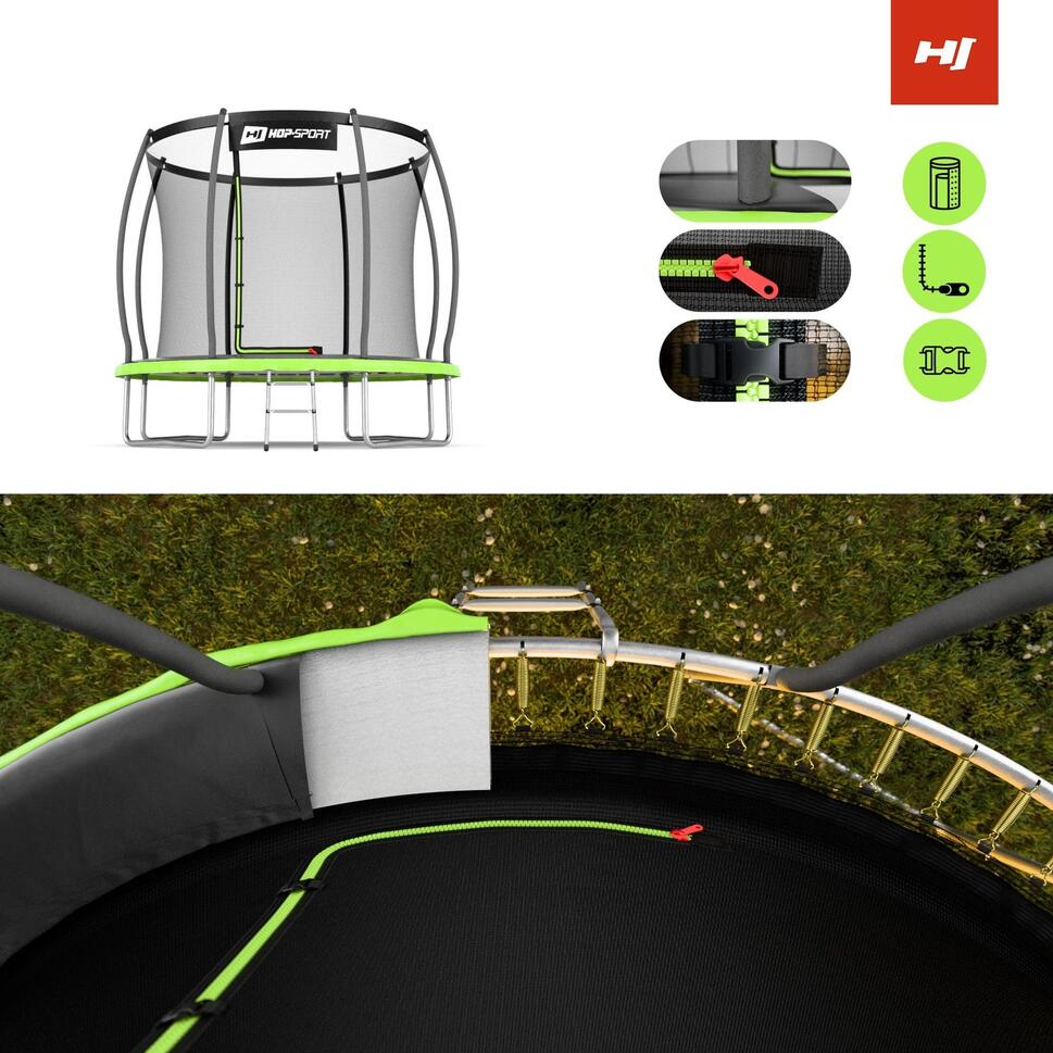 Trampolina dynia 8ft (244cm) Hop-Sport HS-PT8I pumpkin z siatką wewnętrzną
