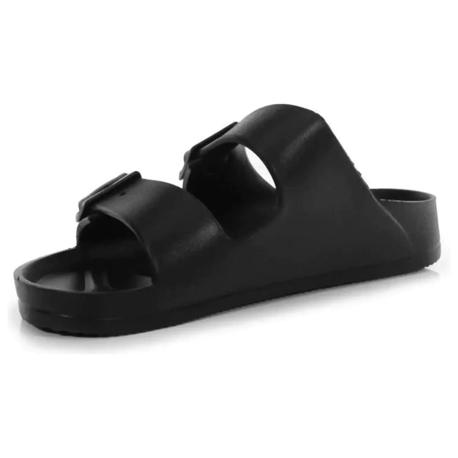 claquettes - casual - homme - légères, à double bride - brooklyn - noir 3/6