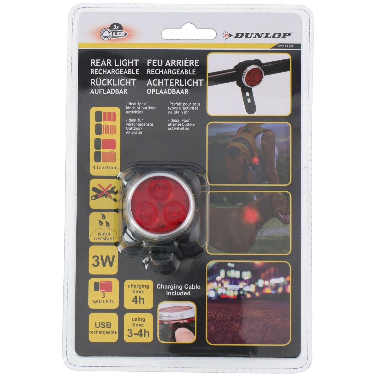 Tylne światło rowerowe 3 LED SMD z ładowaniem USB Dunlop 5/7