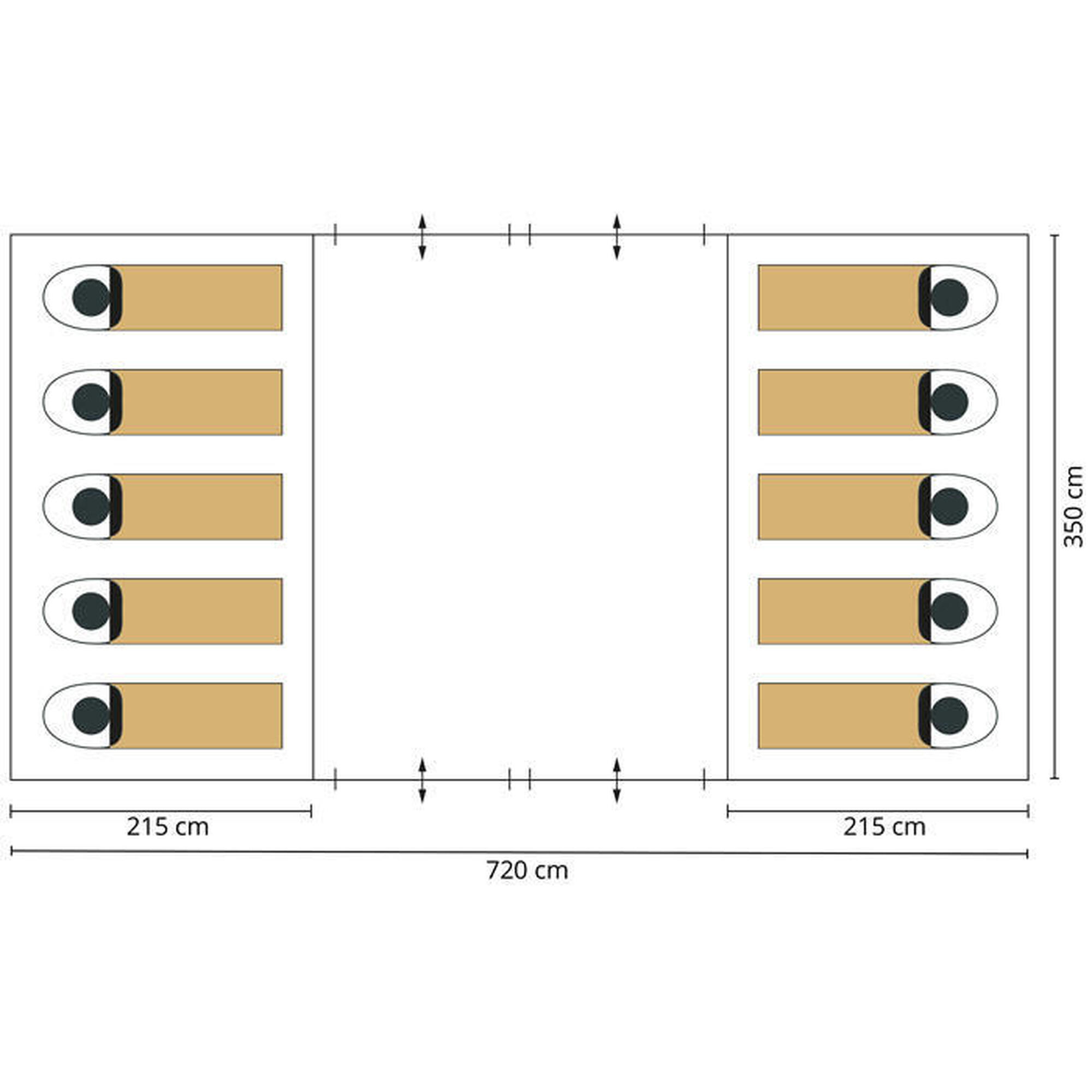 Tente tunnel monocouche - Tonsberg 10 Protect - toit filet - 10 personnes