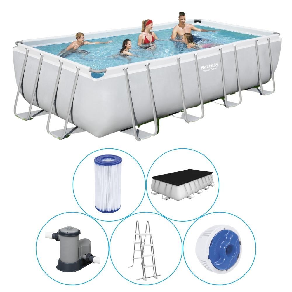 Bestway - Bestway - Power Steel - Piscine Tubulaire - 549x274x122 Cm - Rectangulaire - Piscine - Gris - Taille Unique - Decathlon