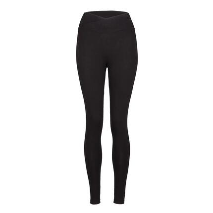 Basic Yoga Leggings Crossed Waist, Bio-Baumwolle, Schwarz
