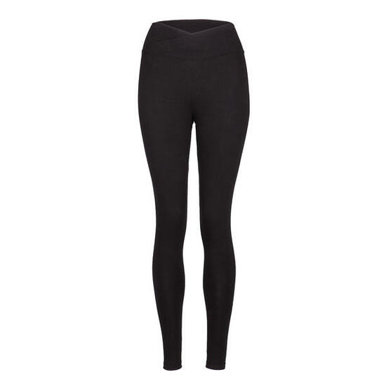 Basic Yoga Leggings Crossed Waist, Bio-Baumwolle, Schwarz