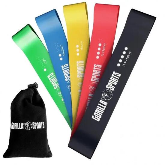 Set de 5 bandes de résistance avec sac de transport | Résistances : 4.5, 6.8, 9,