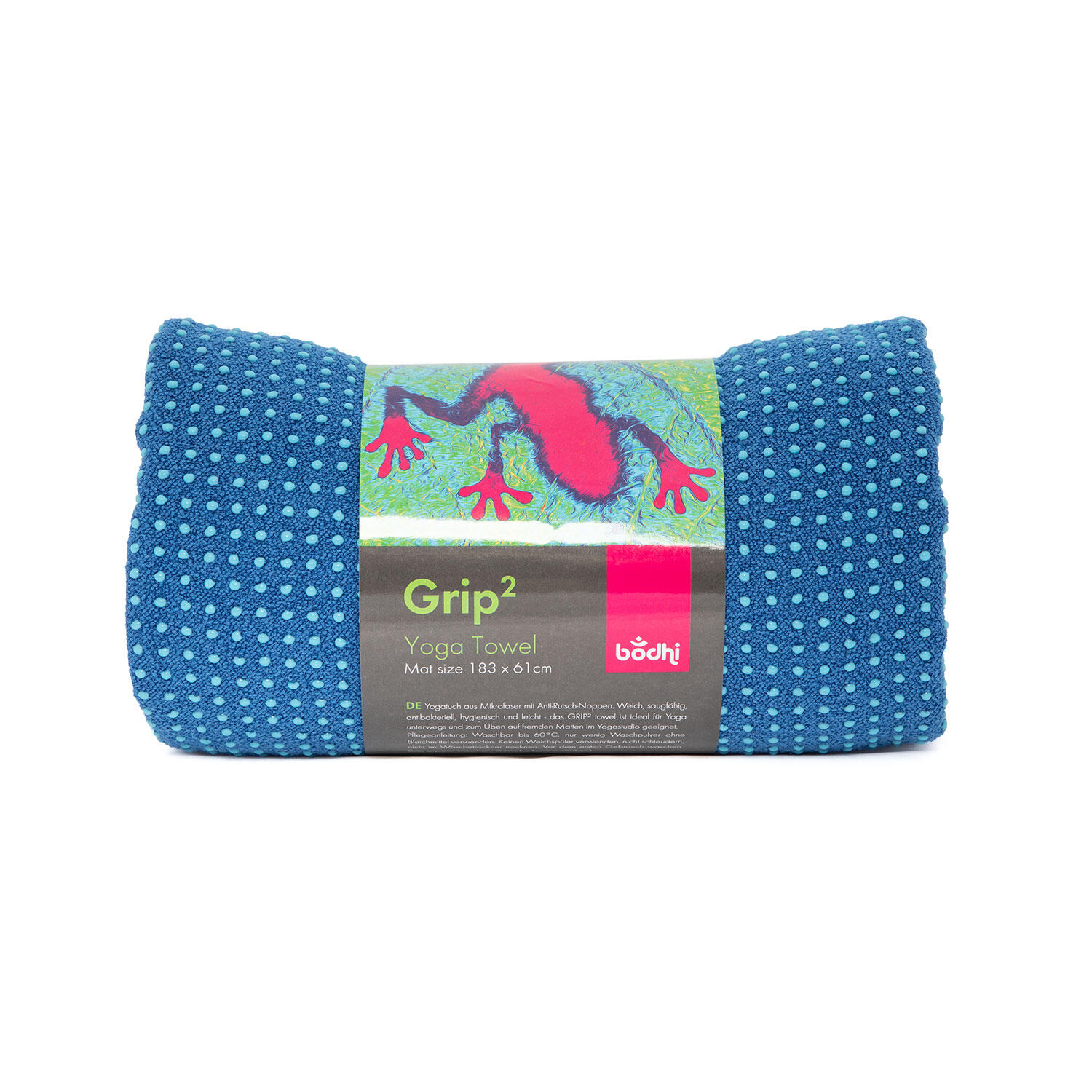 BODHI GRIP² Yoga Towel zweifarbig: blau mit Antirutschnoppen aqua