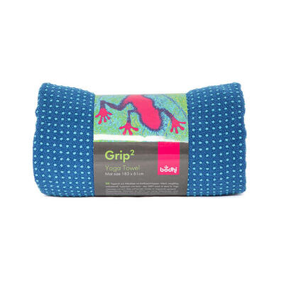 GRIP² Yoga Towel zweifarbig: blau mit Antirutschnoppen aqua