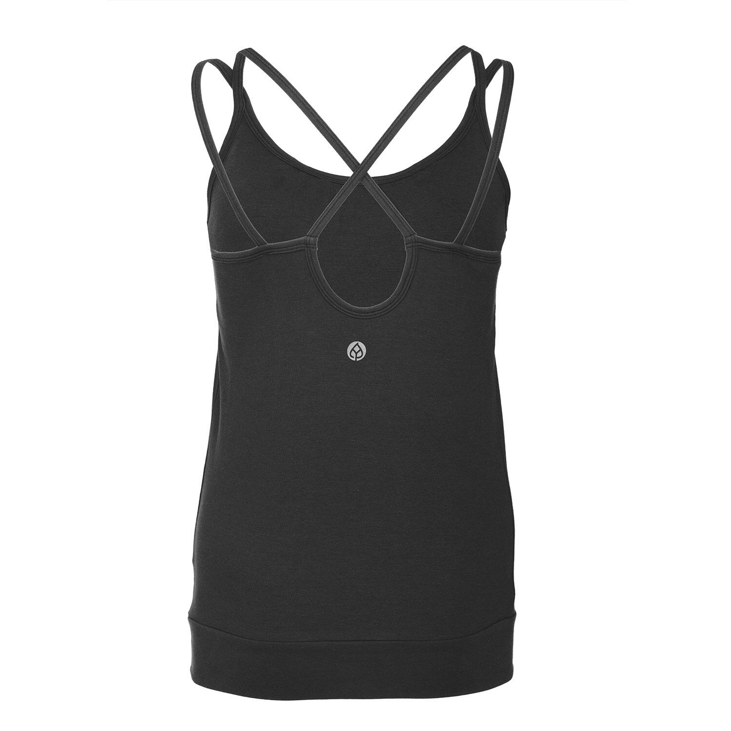 Yoga Spaghetti Top, Bio-Baumwolle, Schwarz 2/6