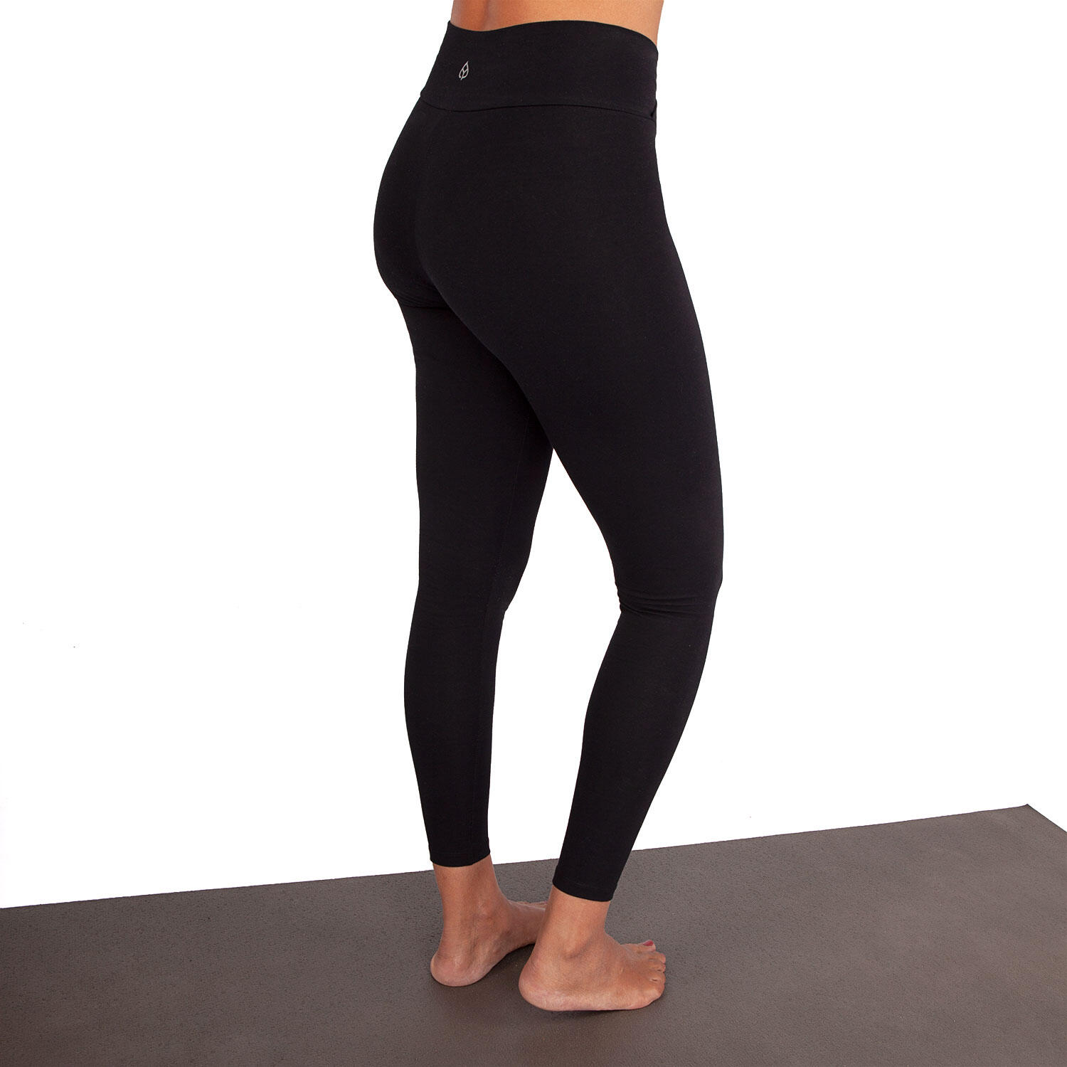 Basic Yoga Leggings Crossed Waist, Bio-Baumwolle, Schwarz 5/6