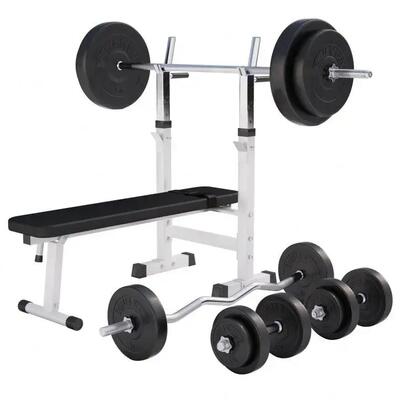Gorilla sports halterbank + 100 kg halterset - kunststof
