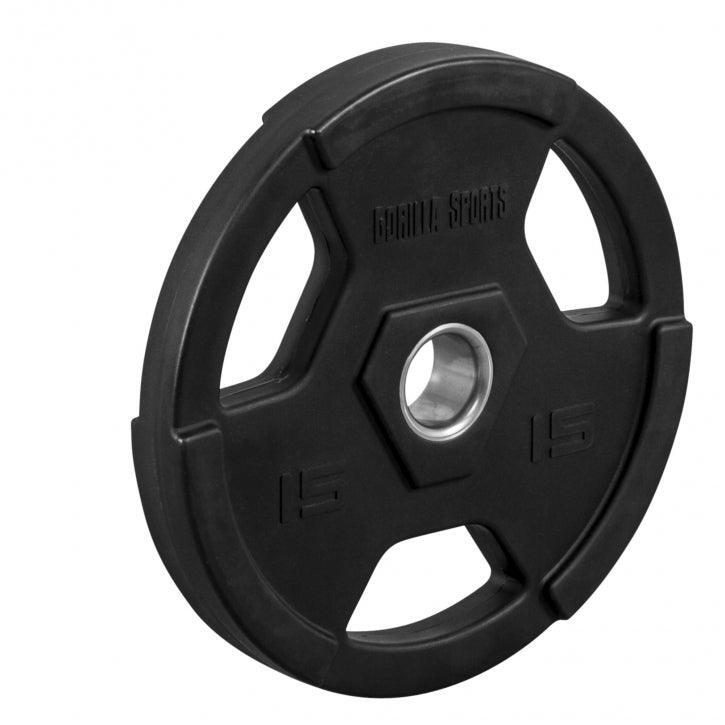 Gorilla Sports - Poids Disques Olympiques En Fonte Avec Revetement Caoutchouc | Diametre 51 Mm | - Disque Bumper Haltérophilie - Noir - 15 Kg - Decathlon
