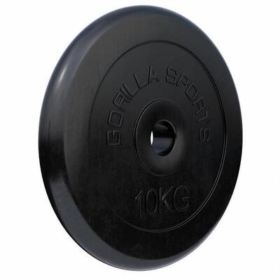 Halterschijf - gewichtsschijf - 10 kg - rubber - 30 mm