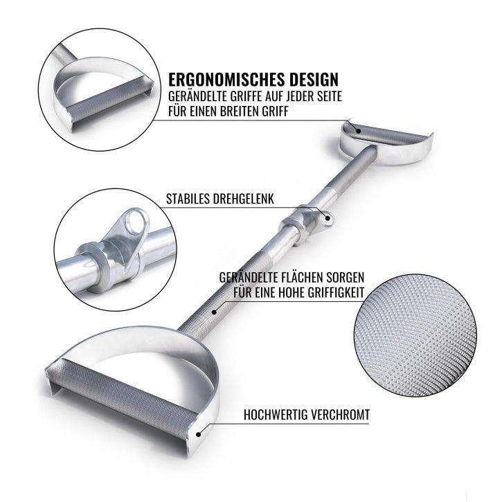 Gorilla Sports - Barre De Traction Droite Avec Articulation Pivotante | Accessoire Musculation - Barre De Triceps - Gris - 4,5 Kg - Decathlon